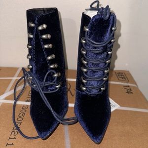 Navy faux suede booties